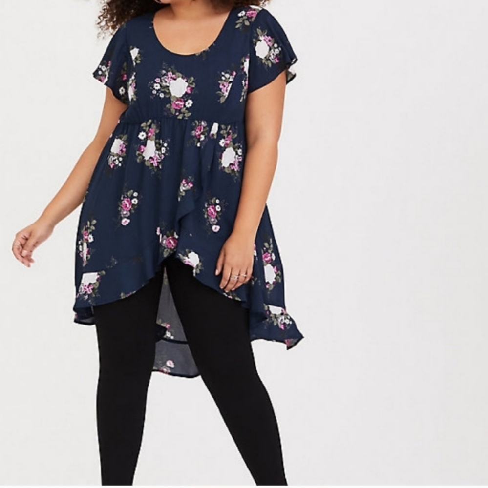 Navy Floral High-Low Top
